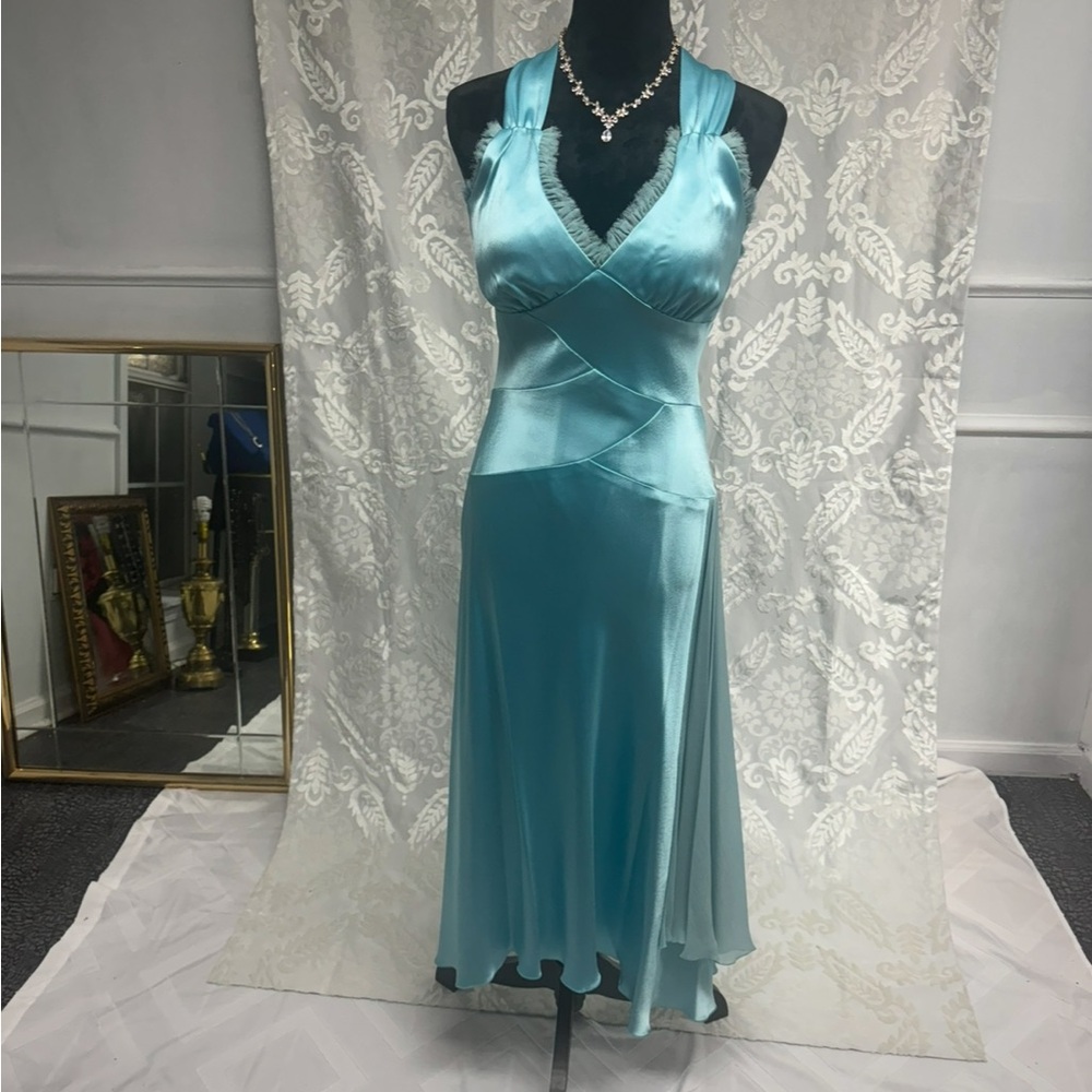 Issue New York Blue One Shoulder Sweetheart Gown